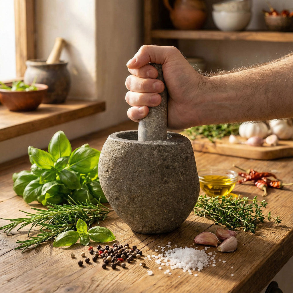 Natural Riverstone Decorative Pestle & Mortar - Medium (approx. 12x8cm)