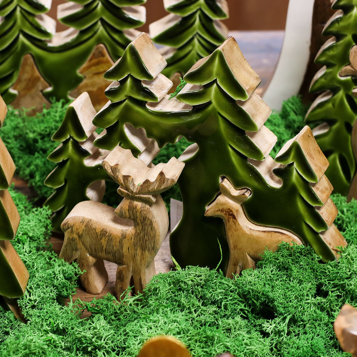 Lost in the Forest - Two Deer in the Forest 3D Wooden Decoration - 18x23 cm