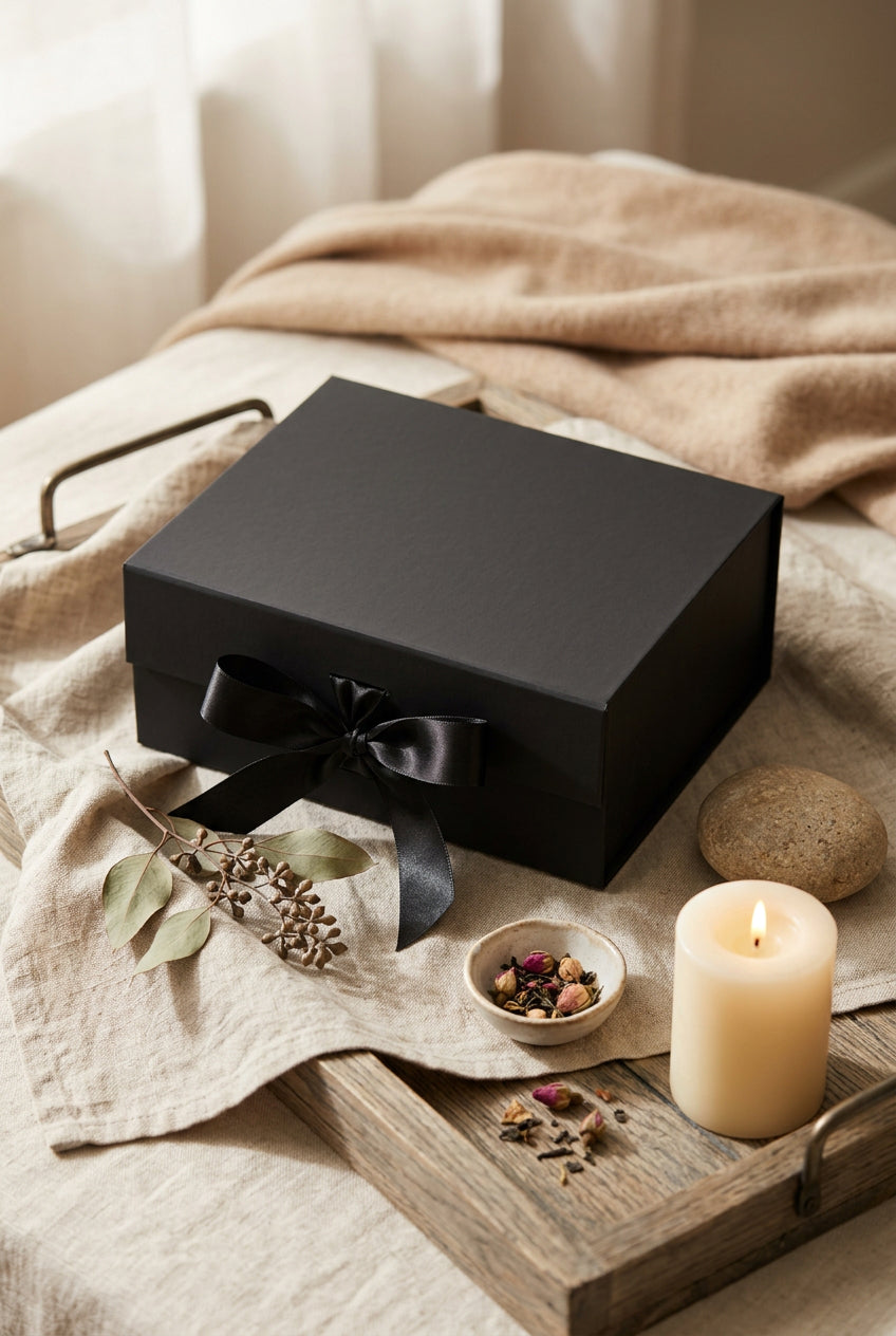 Flat Pack Gift Box - Medium Square - Black