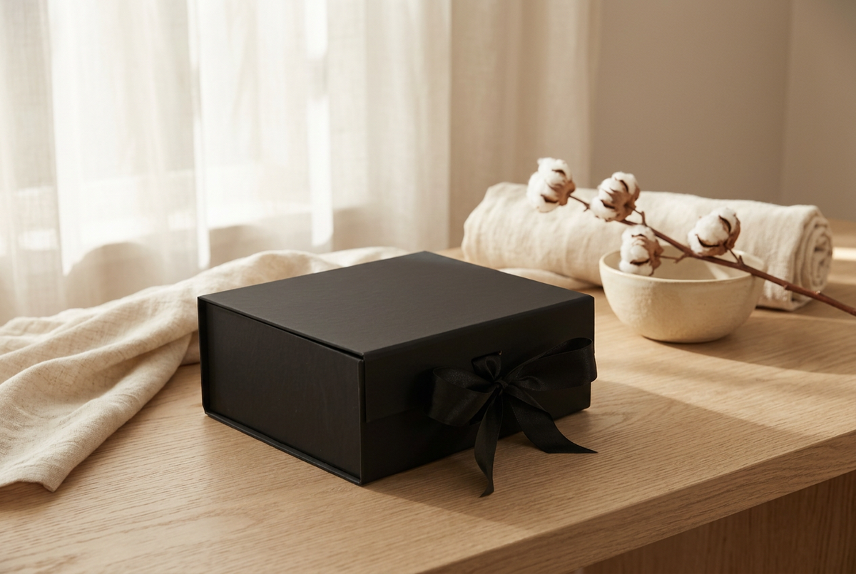 Flat Pack Gift Box - Medium Square - Black