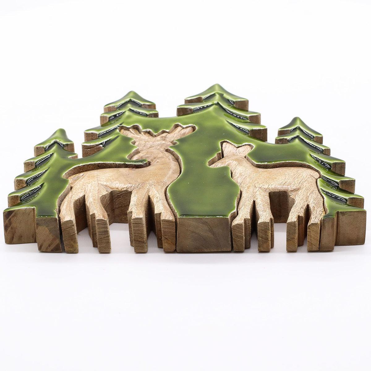 Lost in the Forest - Two Deer in the Forest 3D Wooden Decoration - 18x23 cm