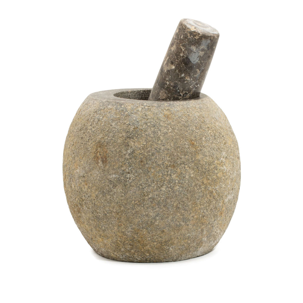 Natural Riverstone Decorative Pestle & Mortar - Large (approx. 15x12cm)