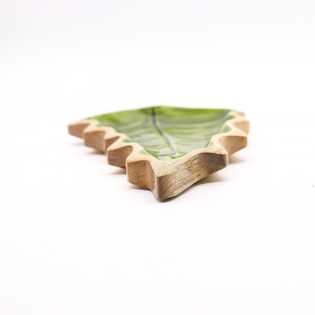 Lost in the Forest - Enamel Leaf Wooden Bowl - 33x17 cm