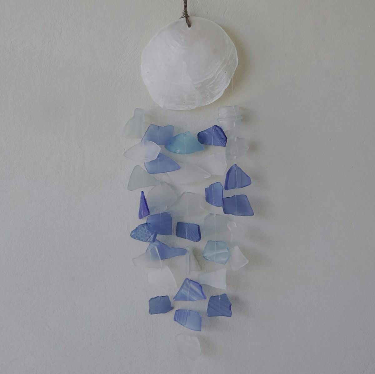 Capiz & Glass Drop - Blue & White Glass