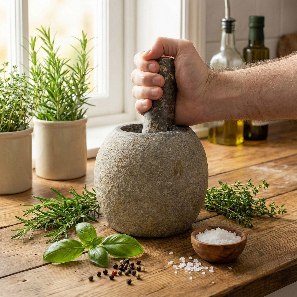 Natural Riverstone Decorative Pestle & Mortar - Large (approx. 15x12cm)