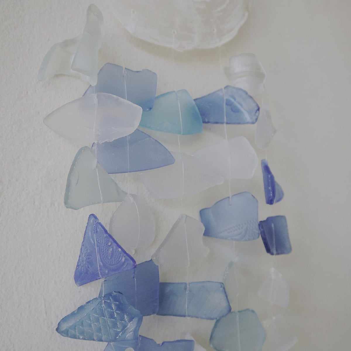 Capiz & Glass Drop - Blue & White Glass