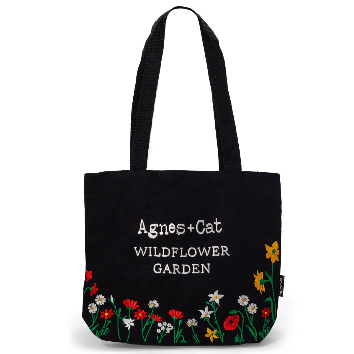 Agnes & Cat Wildflower Garden Tote Bag - Black