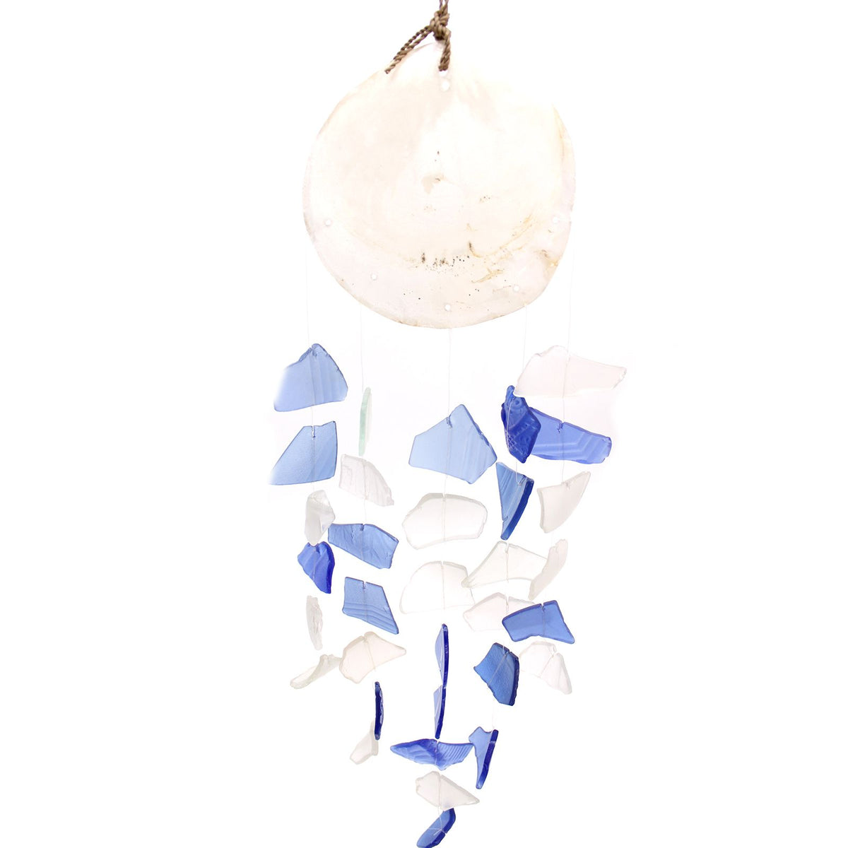Capiz & Glass Drop - Blue & White Glass