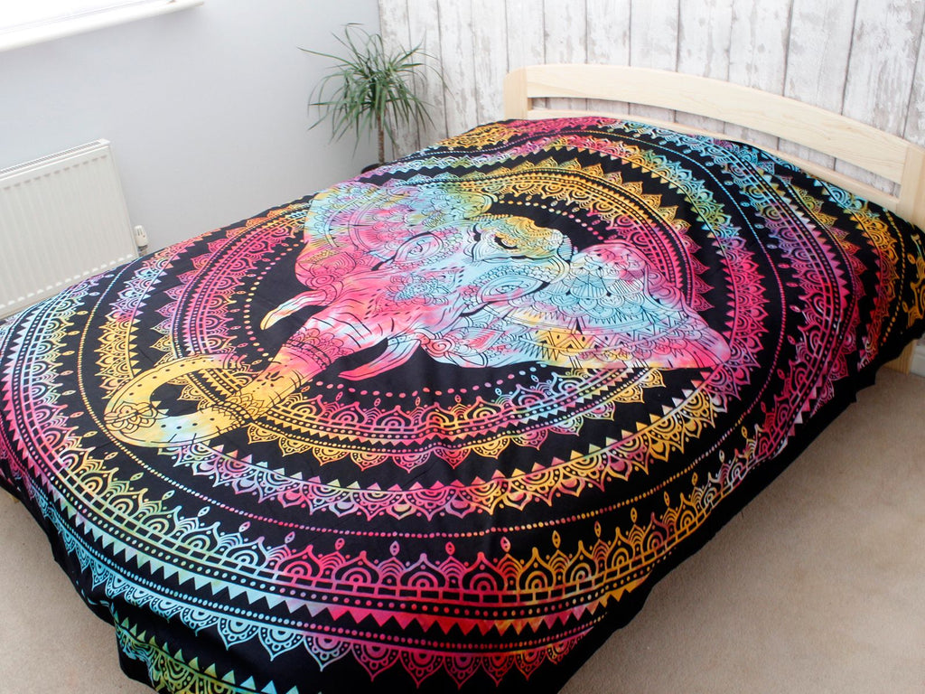 Double Cotton Bedspread & Wall Hanging - Elephant Head 230cm x 200cm