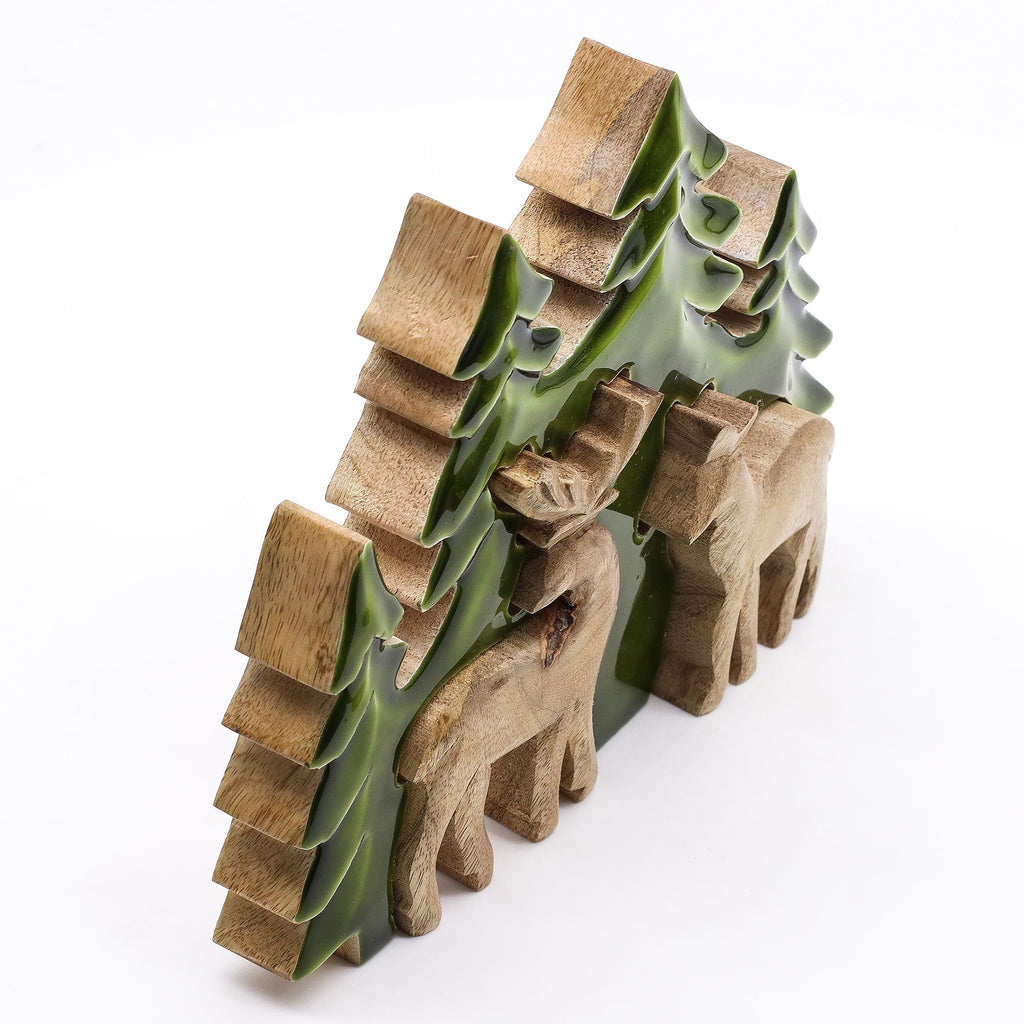 Lost in the Forest - Two Deer in the Forest 3D Wooden Decoration - 18x23 cm