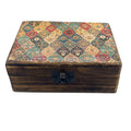 Medium Ceramic Glazed Wood Box - 15x10x6cm - Trad - Pattern