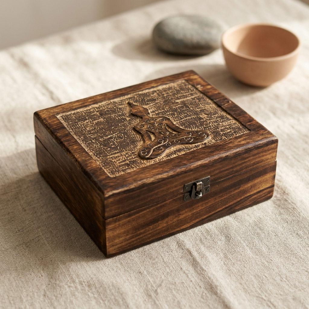 Large Wooden Keepsake Box 20x15x7.5cm - Buddha