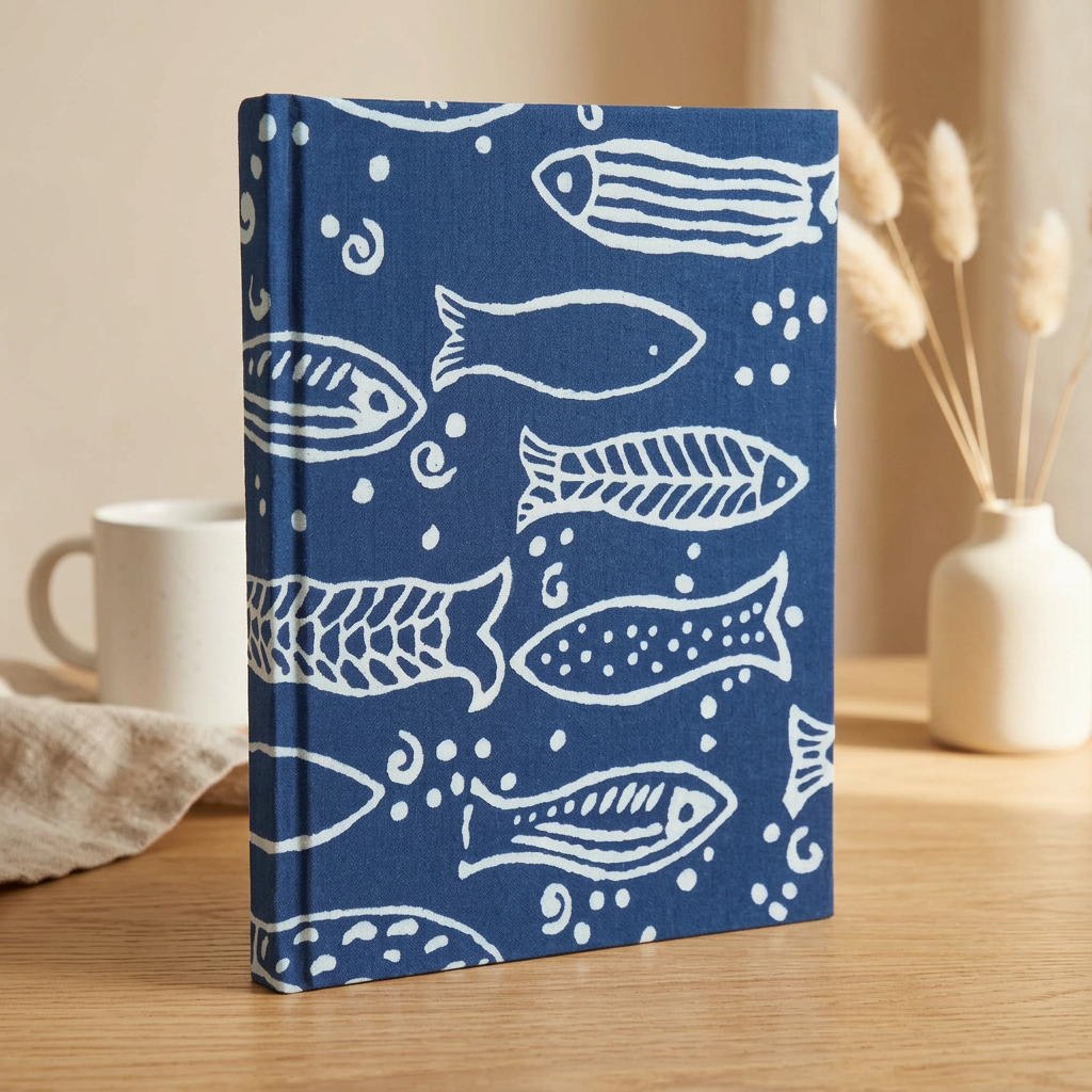 Cotton Bound Notebooks 20x15cm - 96 pages - Indigo Fish