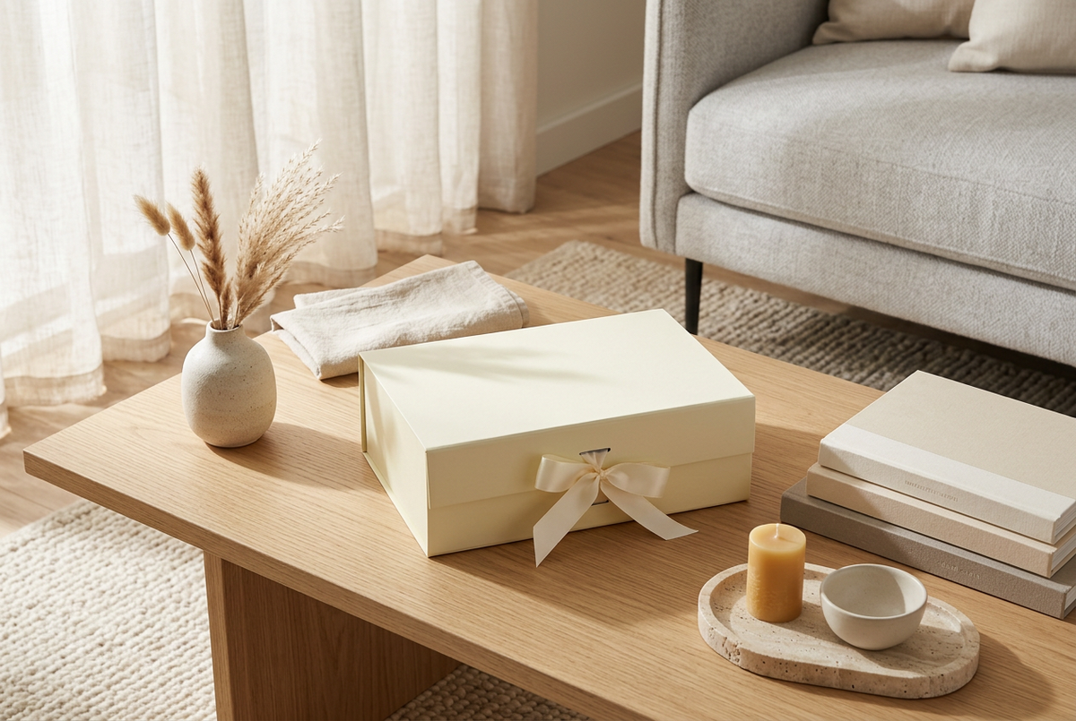 Flat Pack Gift Box - Large - Ivory