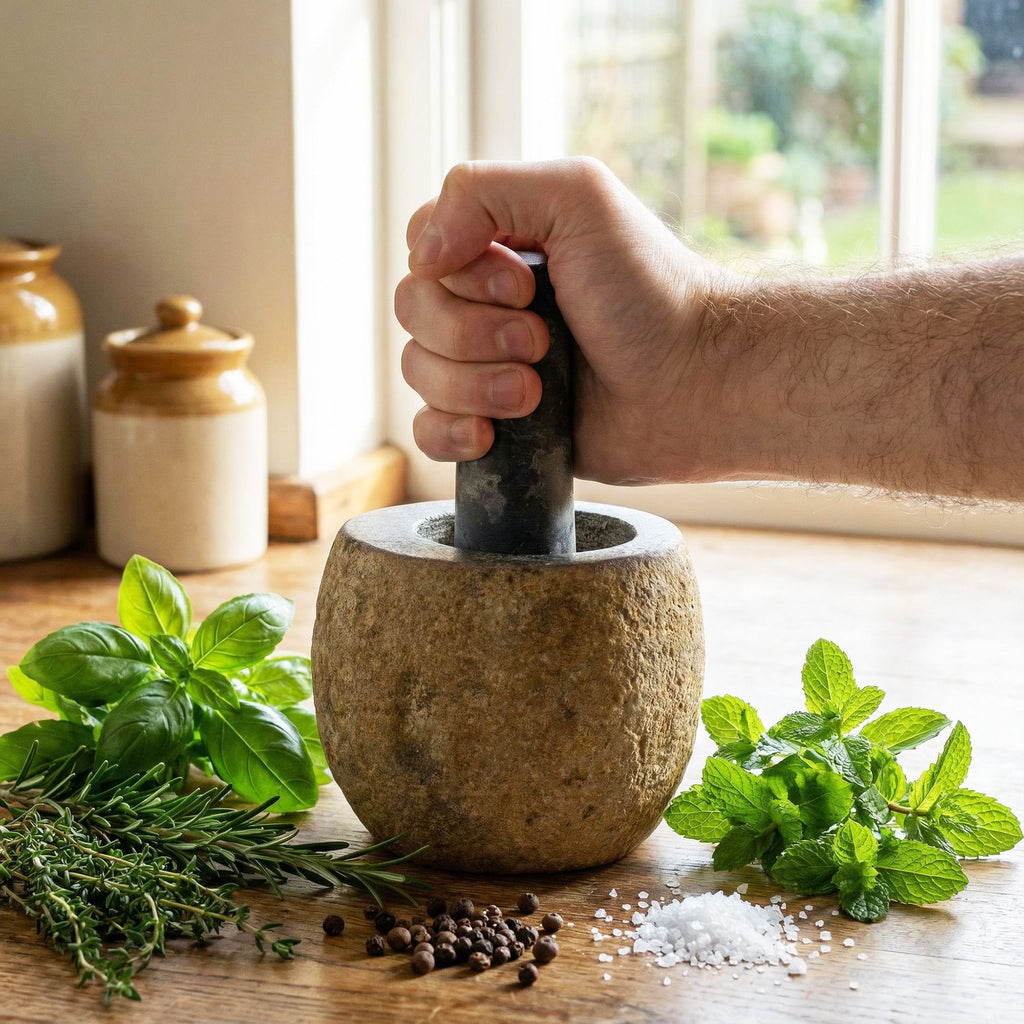Natural Riverstone Decorative Pestle & Mortar - Small (approx. 9x7cm)