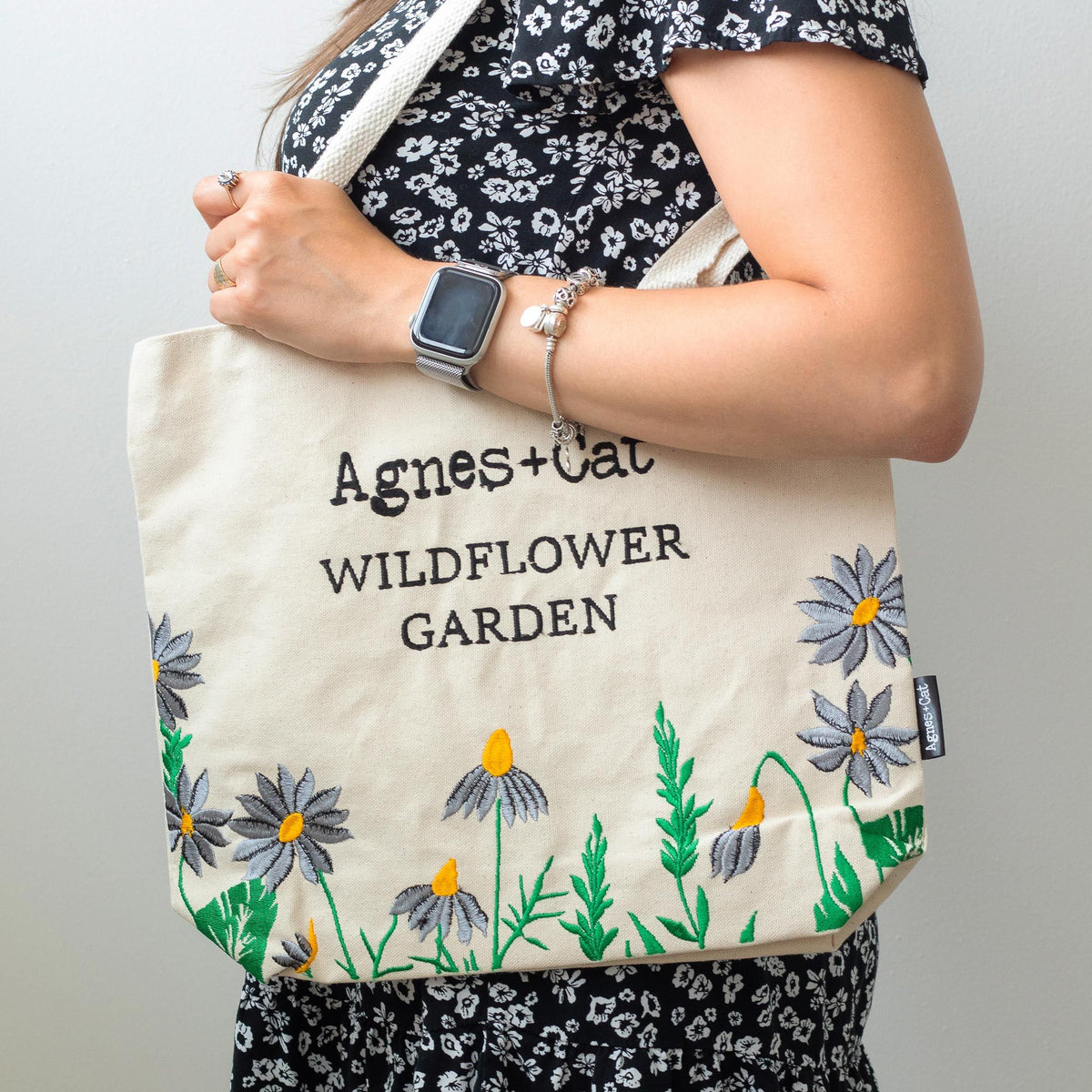 Agnes & Cat Wildflower Garden Tote Bag - Purple Flowers