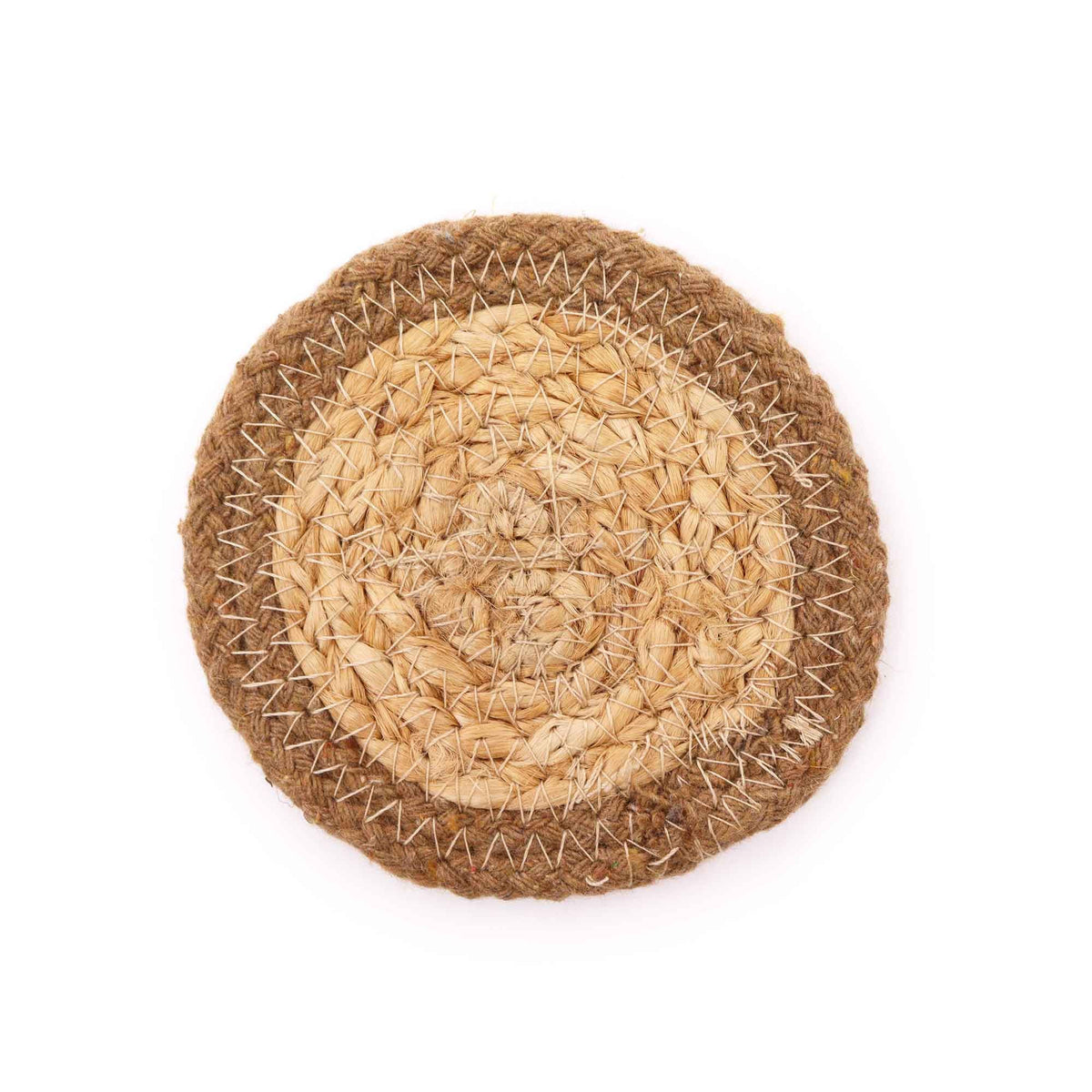 Natural Coaster - Jute & Cotton 10cm (set of 4) - Natural border