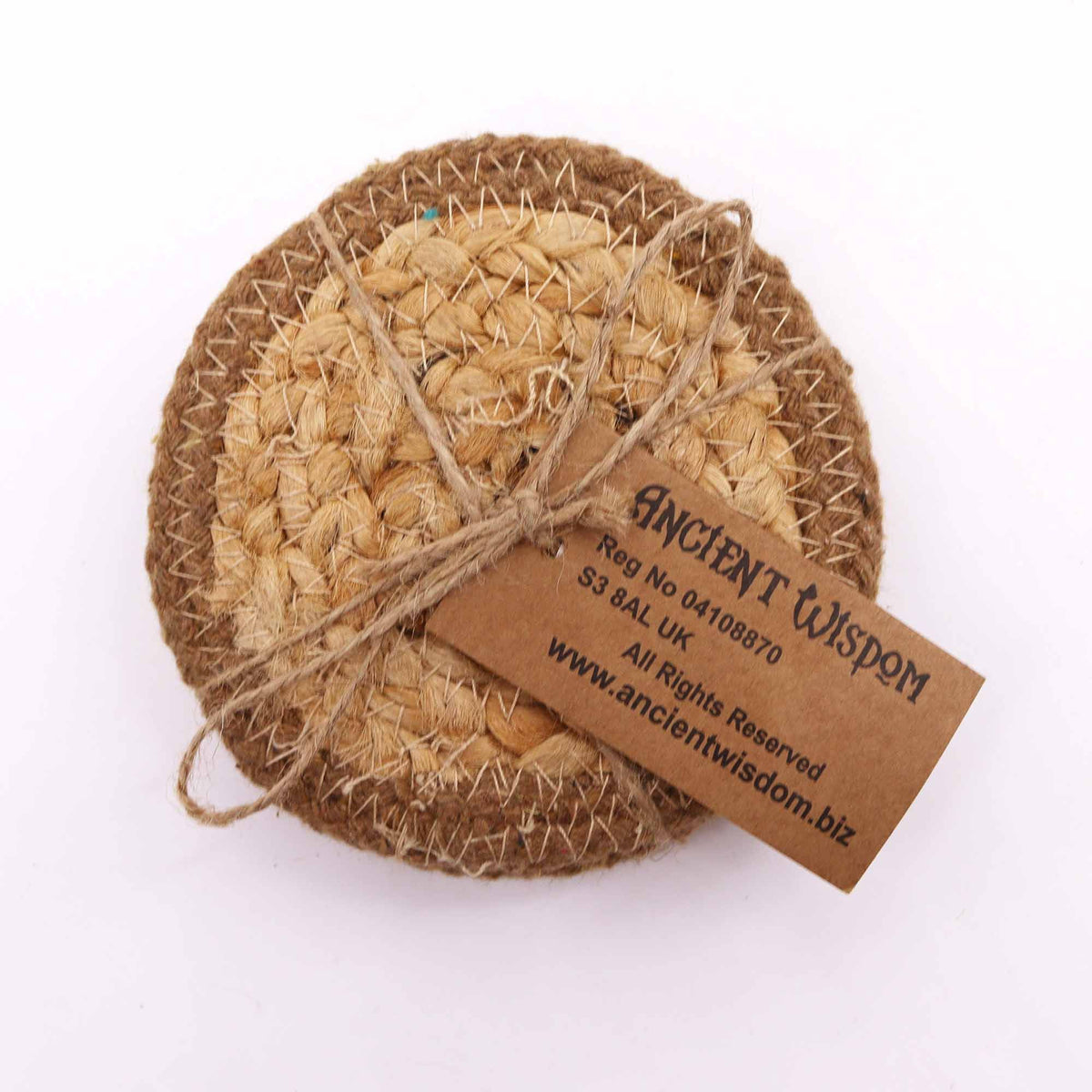 Natural Coaster - Jute & Cotton 10cm (set of 4) - Natural border