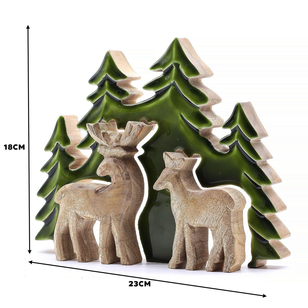 Lost in the Forest - Two Deer in the Forest 3D Wooden Decoration - 18x23 cm
