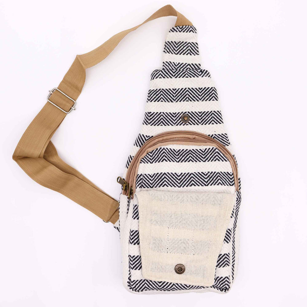 Body Cross Bag Natural Cotton - Black & White