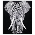Black & White Double Cotton Bedspread & Wall Hanging - Elephant