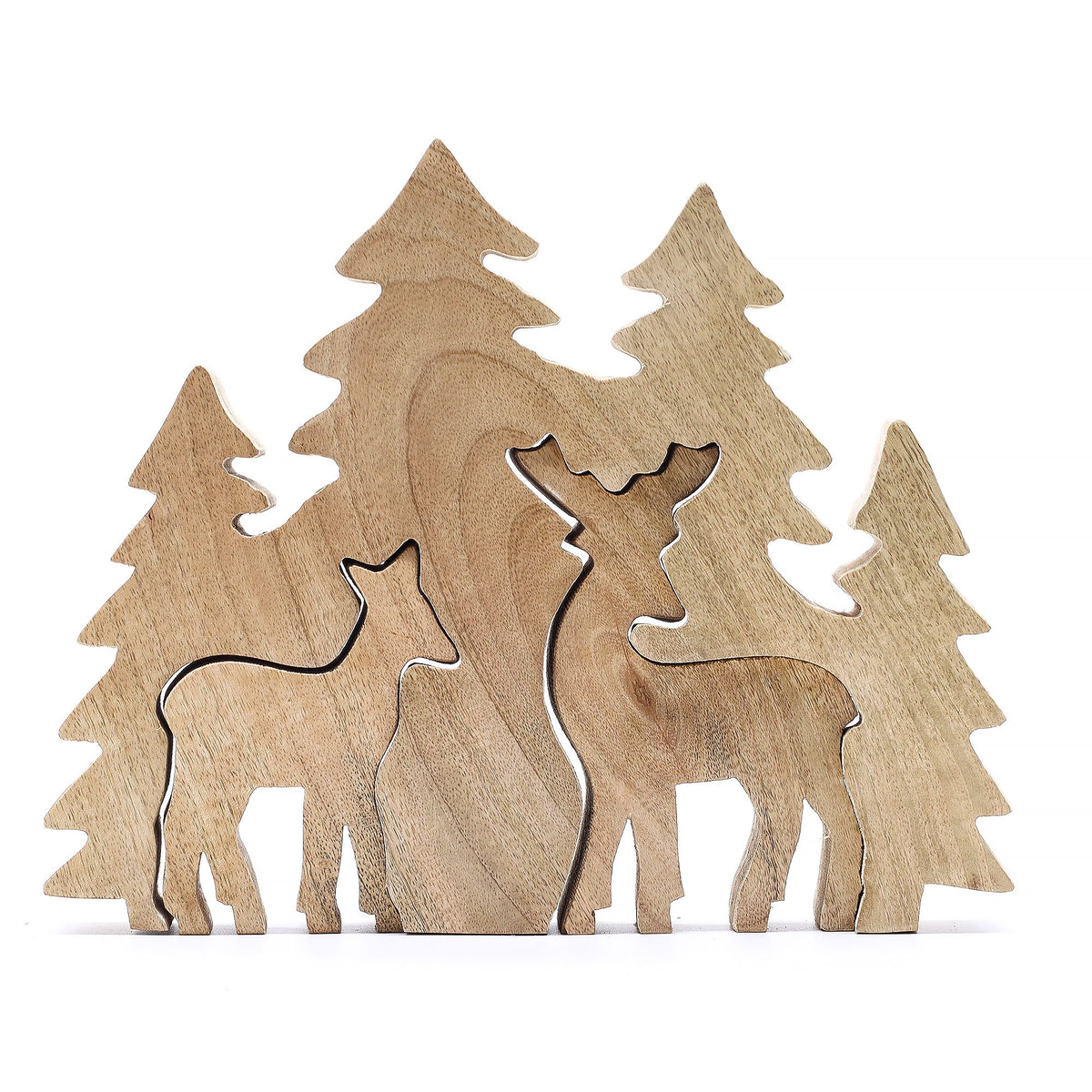 Lost in the Forest - Two Deer in the Forest 3D Wooden Decoration - 18x23 cm