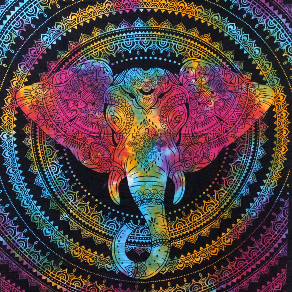 Double Cotton Bedspread & Wall Hanging - Elephant Head 230cm x 200cm