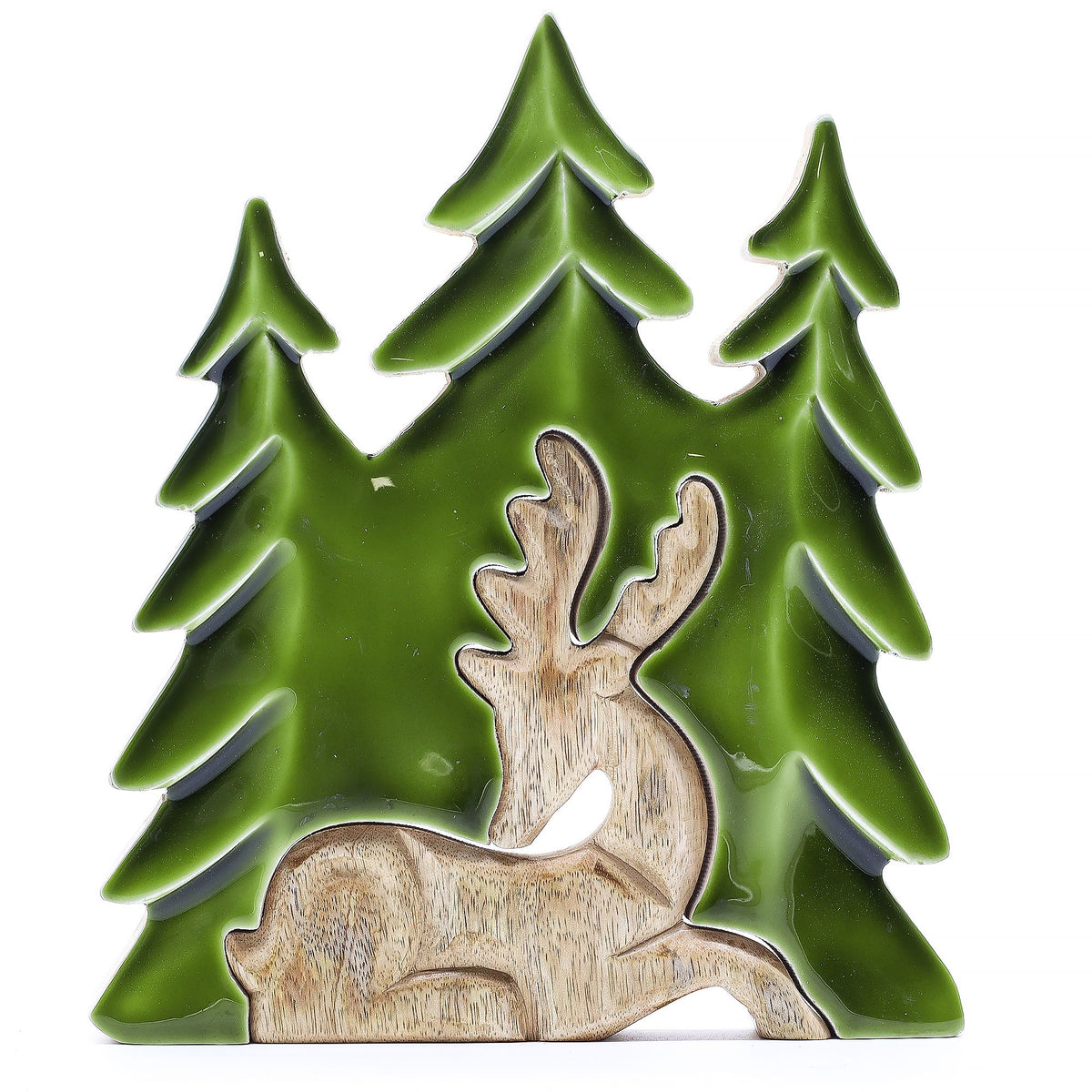 Lost in the Forest - Stag in the Forest 3D Wooden Decoration - 23x20 cm